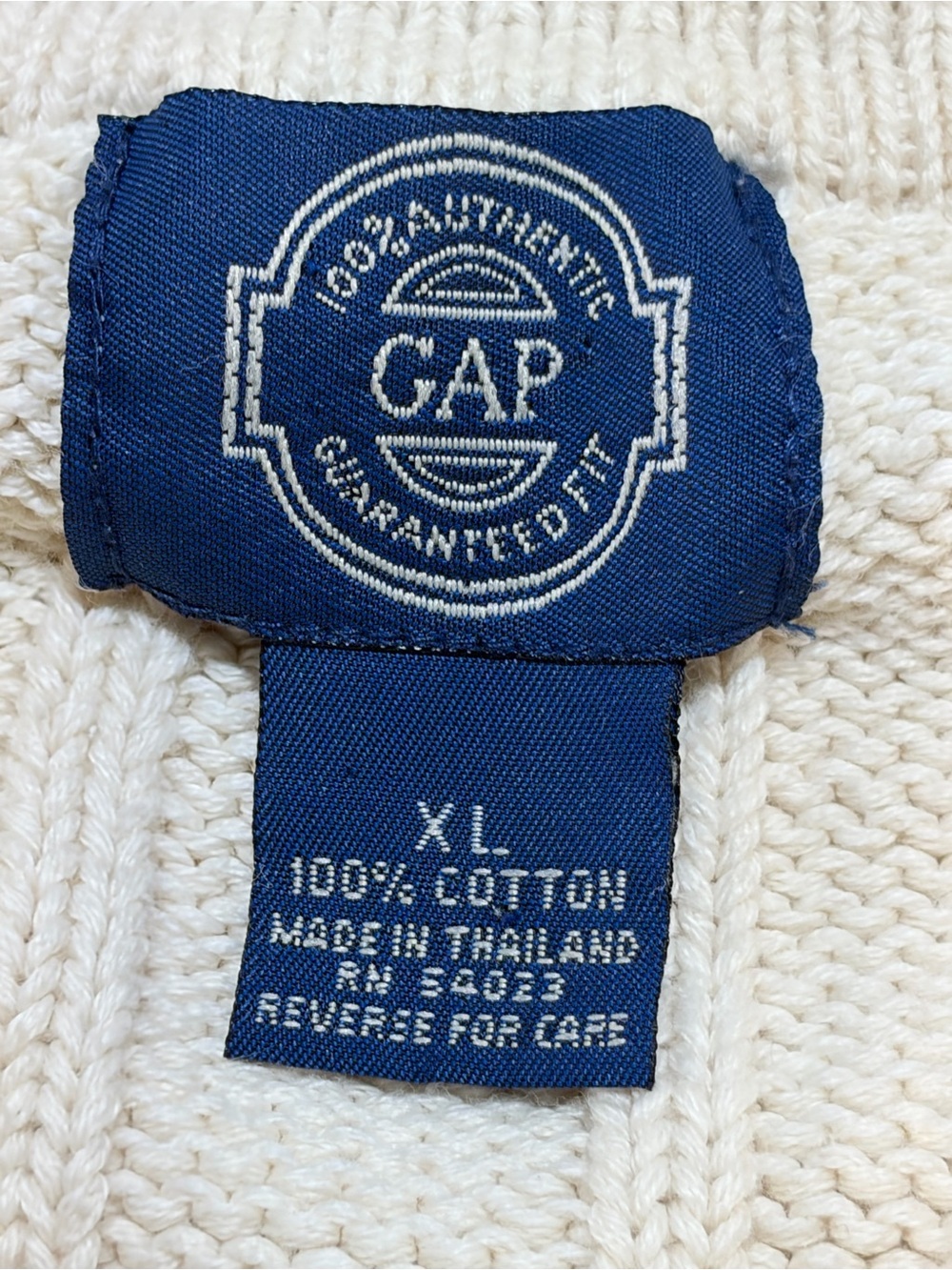 Vintage 90s GAP Crest Knit Polo Sweater Ivory Men's XL Old Money Preppy - Picture 3 of 8